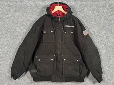 Snap-on Tools Hooded Canvas Work Jacket USA Flag Patch Quilted Lined Size 3XL