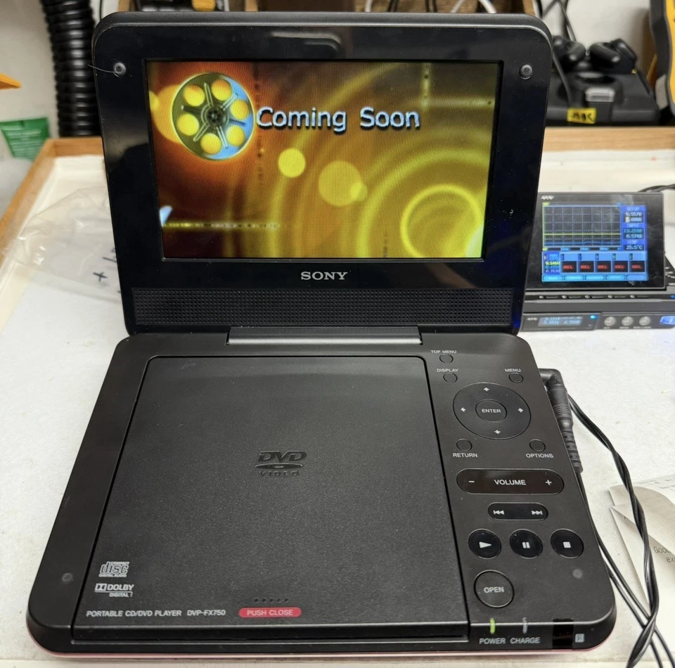 Sony Portable DVD Player Red DVP-FX750 Tested Working NEEDS POWER ADAPTER - Image 2 of 4