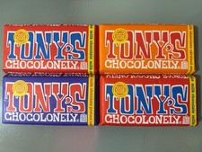 Tony's Chocolonely Top Milk Chocolate Bars Pack Of 4 6.35Oz Milk Pretzel Caramel