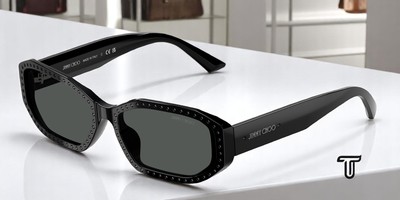 JIMMY CHOO JC5021BU 501787 Black Crystal Jet Dark Grey 56 mm Women's Sunglasses
