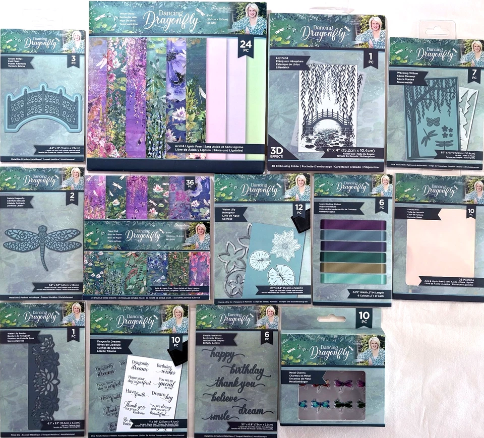 CRAFTER'S COMPANION Sara Davies Dancing Dragonfly – Dies Stamps Paper & Embellishments - Cardmaking