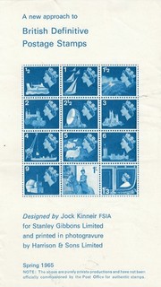 Essay Cinderella Briefmarkenbogen Harrison & Sons und Stanley Gibbons 1965