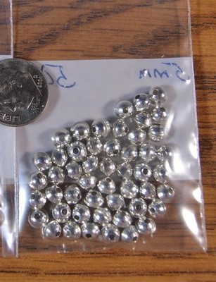 5mm Bench Beads 50pcs Sterling Silver Raised Seam USA