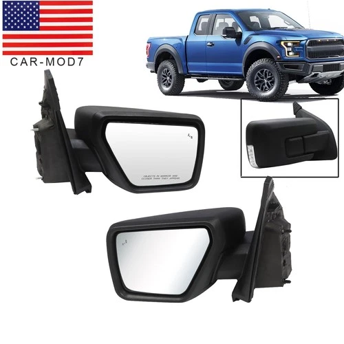 Pair Right Left Side Mirror with BLIS and Light Manua Fold For 21-24 Ford F-150
