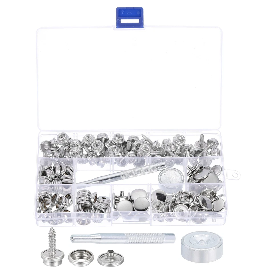 50Stk. Segeltuch-Schnappset,Boots-Snap-Verschluss,Silber-Weiß - Bild 1 von 4