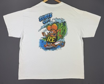 Rat Fink Ed Roth Art Surfs Up! Beach White 2XL Shirt Streetwear Hype Rare