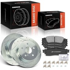 A-Premium 12.01 inch 305mm Front Drilled and Slotted Disc Brake Rotors Ce...