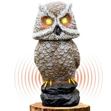 Ugold Solar Powered Owl with Motion Detection, Silent 14.1" x 6.3", Brown