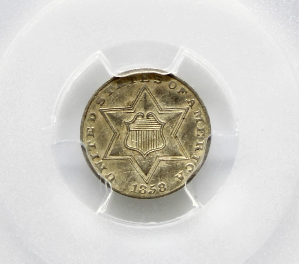 1858 PCGS XF Details Three Cent Silver, 3CS, 3 Cent Silver Piece - Image 2 of 4