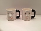 1984 OCI Omnibus FITZ & FLOYD Coffee Mug w/ Face Telephone Receiver Handle, Set.