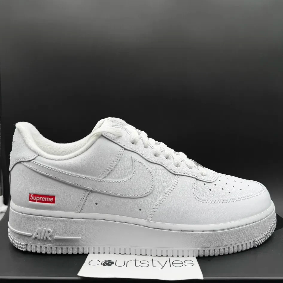 Size 6 - Nike Air Force 1 x Supreme Low Box Logo - White for sale