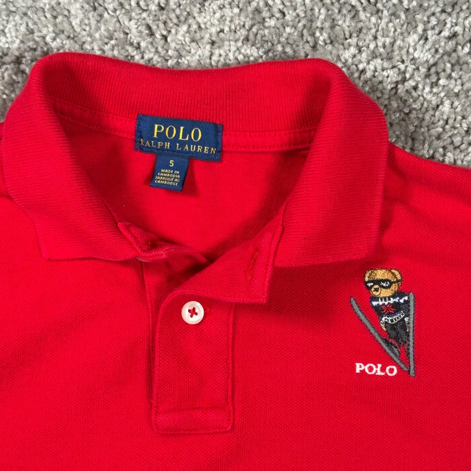 Polo Ralph Lauren Ski Bear Long Sleeve Polo Shirt Red Toddler 5