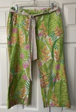 VTG LILLY PULITZER Capri Pants Sz 4 Palm Leaves Cotton Florida Hawaii Tropical