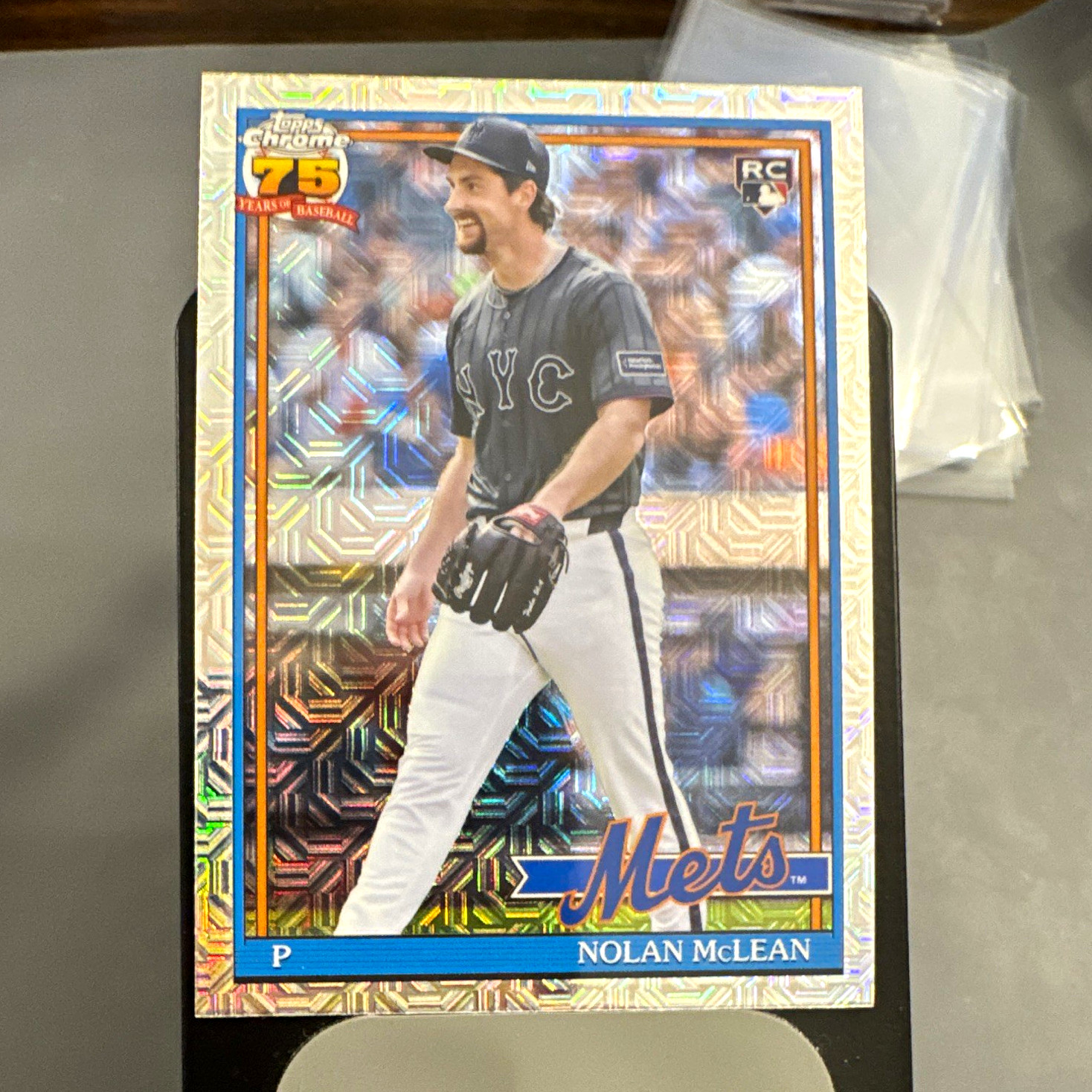 Topps 2026 Series 1 Nolan McLean RC #91C-48 1991 Chrome Silver Pack Mojo Mets