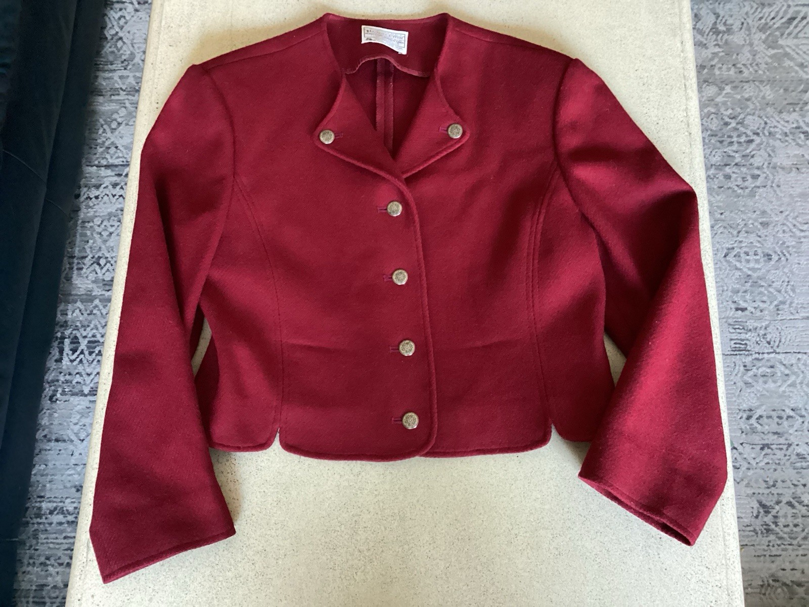 Pendleton Vintage  Wool Cropped Jacket Burgundy T… - image 1