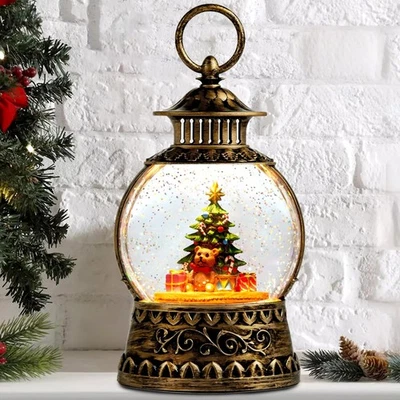 AIXULER Christmas Snow Globe, Gift Bear Musical Globe Lantern Lights Xty-lwxx