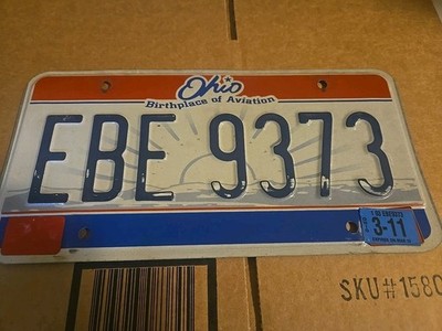 Expired 2011 Ohio License Plate # EBE 9373