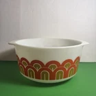 Vintage Pyrex 344 Fish Scale Arches 3QT Quart Mixing Bowl Dish Orange Gold