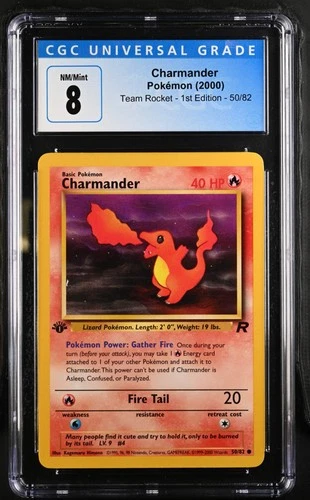 Pokemon Charmander Team Rocket - 1st Ed. 50/82 CGC Nm/mint 8