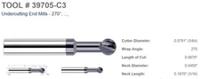 Undercutting Carbide End Mill - 270° Diameter: 0.0781" (5/64) -  USA Harvey Tool