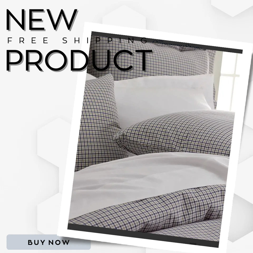 NUEVO Juego de sábanas de algodón percal teñido con hilo clásico de Company Store; TwinXL Foto 2 de 3