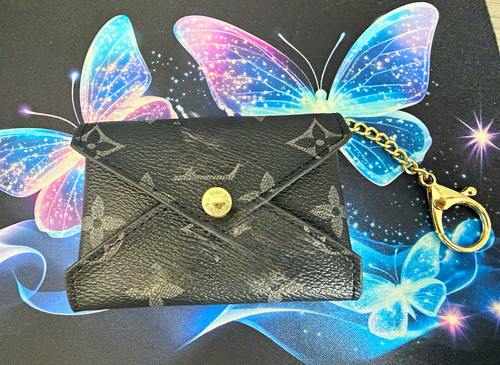 Louis Vuitton Black Monogram Card/ Key Chain Wallet w/ Detachable Chain