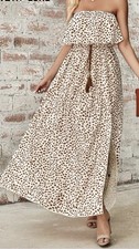 Maxi Dress Sleeveless Boho Ruffle Bust Polka Dot Elastic High Waist NWOT Sz Lrg