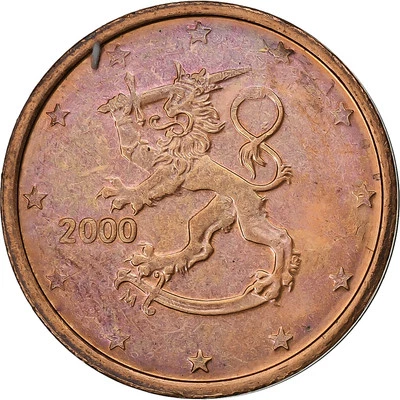 Finlande, 2 Euro Cent, 2000, Vantaa, Cuivre plaqué acier, TTB+ - Photo 1/2