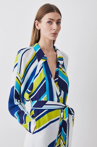 Karen Millen Bold Stripe Collared Batwing Jumpsuit Sz 20 BNWoT - Picture 5 of 5