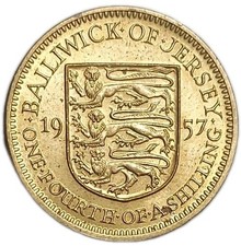 1957 Jersey  1/4 Shilling 3 Pence Threepence XF+ Coin KM 22