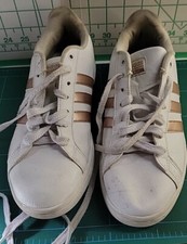 ADIDAS Mujer 9.5 Cloudfoam Advantage Cuero Blanco Perla Oro Rosa AH2142