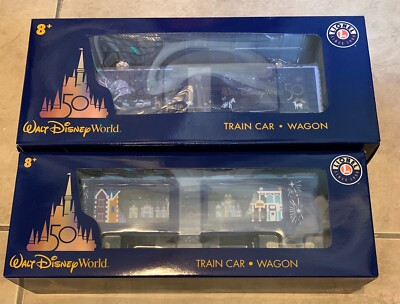 LOT 2 Disney Parks 50th Anniversary Lionel Train Car Magic & Animal Kingdom NEW