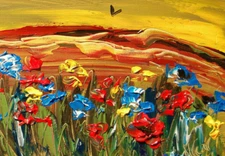 FLOWERS█MODERN█ORIGINAL OIL█PAINTING█VINyTAGE█IMPRESSIONIST█ART  ABSTRACT 54Y34Y