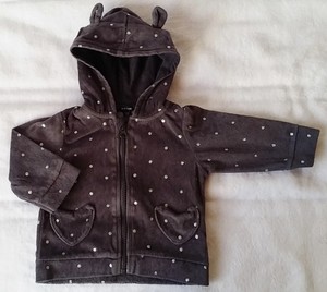 Sweat Zippe A Capuche Oreilles Gris Pois Argente Bebe Fille 9 Mois Ebay