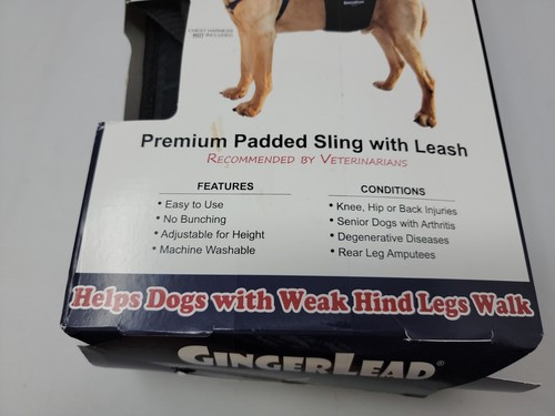 GINGERLEAD Dog Rear Support Sling Harness M/LG Unisex Black - Picture 2 of 23
