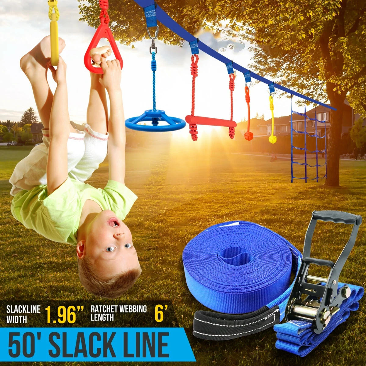 SereneLife Ninja Warrior Obstacle Course for Kids - Equipment w/ 13  Accessories | eBay