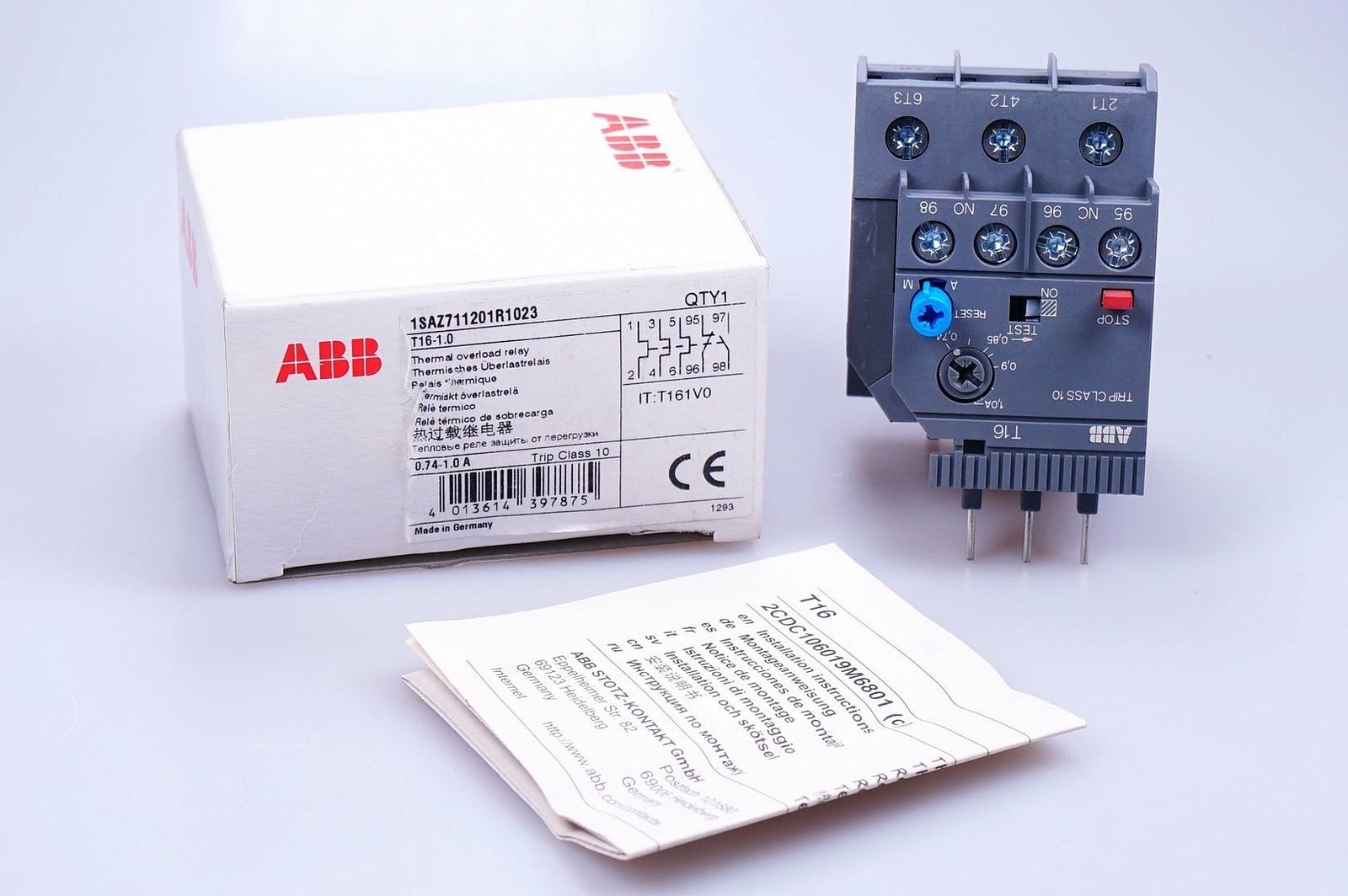 Abb T16-1.0 1saz711201r1023 Thermal Overload Relay 0.74...1.0 A Ovp, New