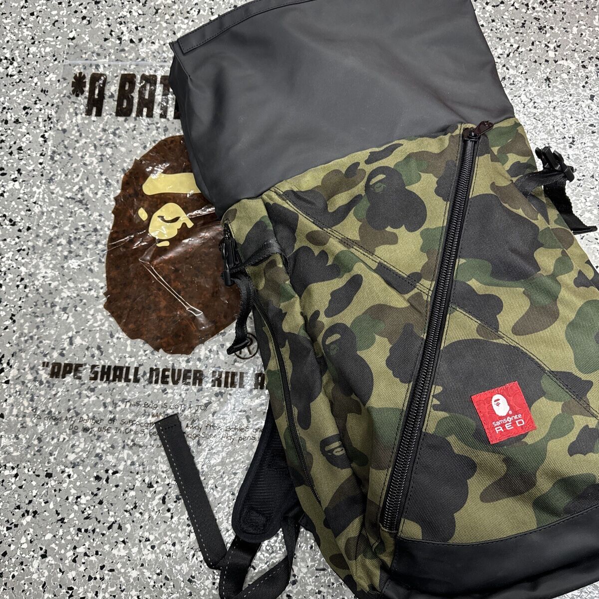 Samsonite Red X Bape Bathing Ape 1st Camo Roll Top Backpack Samsonite Red X Bape Bathing Ape 1st Camo Roll Top Backpack
