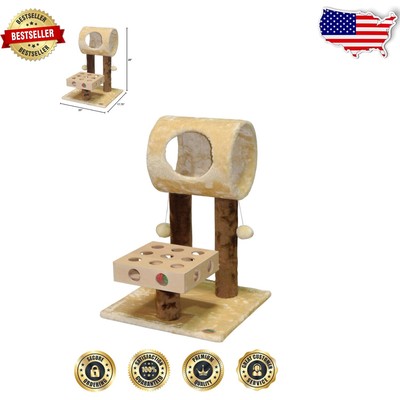 Durable 26'' Cat Tree House with Faux Fur & Toys - Interactive Fun for All Breeds