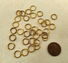 Lot of 34 Small 3/8" Brass Rings Beads - Great for Steampunk 