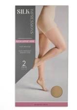 Silk Impressions Pantyhose 2 Pack 2XL Beige 30 Denier Medium Support Sheer NIB