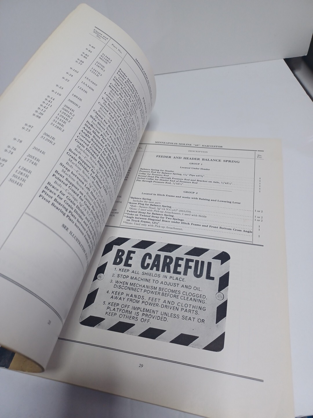 Vintage Minneapolis Moline REPAIR CATALOG The HARVESTER "69" R-1085D
