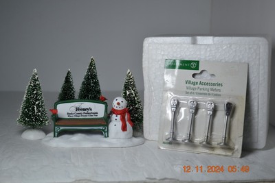 Dept 56 Our Own Village Park Bench, 2 Trees and 4 Parking Meters