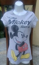 Vintage DISNEY Mickey Mouse Girl's Gray Long Tshirt Tee EUC Youth Size Large