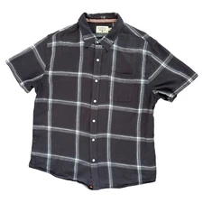 Normal Brand Shirt Mens XL Gray Plaid Button Up Short Sleeve Cotton