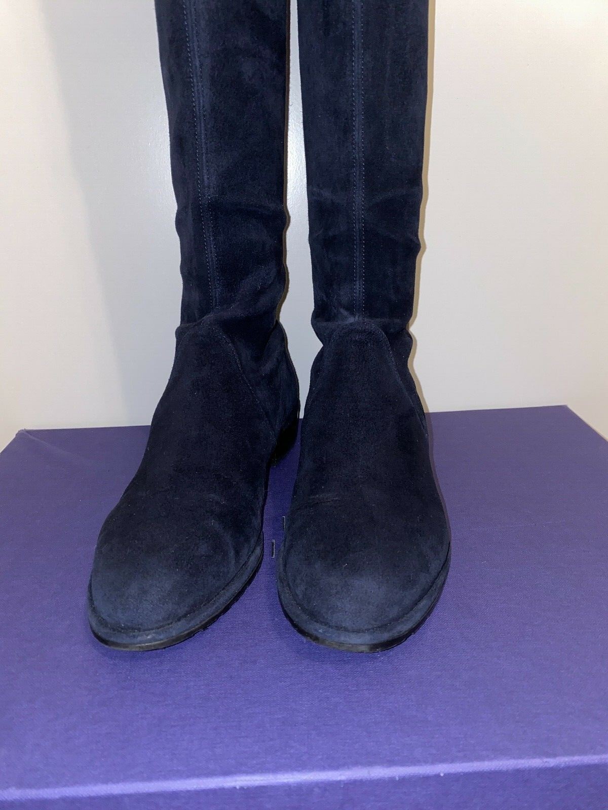 Stuart Weitzman Navy Suede Lowland OTK Boots Women's Size 6 IMMACULATE WITH BOX image 8