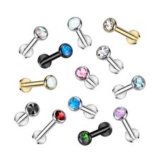IMPLANT GRADE TITANIUM Flat Gem Internally Threaded Earring Flat Back G23 16g