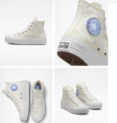 NEW Women's CONVERSE Platform Lift Stars Crystal Energy Celestial