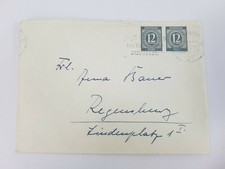 Brief Umschlag Briefmarke - Deutsche Post 2x 12 Pfennig gestempelt 1947