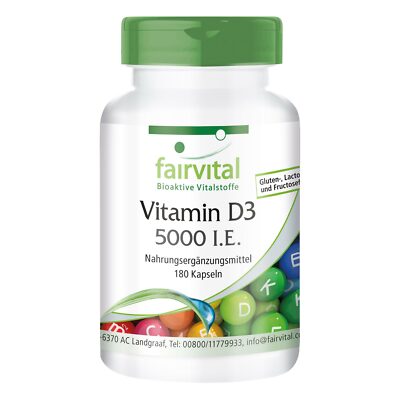Vitamin D3 5000 I.E.(125µg) 180 Kapseln hochdosiert, Cholecalciferol | fairvital